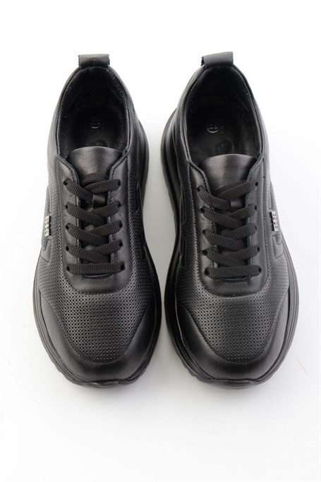 Siyah Hakiki Deri Kadın Sneaker K01753000403