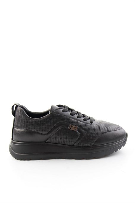 Siyah Hakiki Deri Kadın Sneaker K01753000403