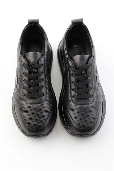 Siyah Hakiki Deri Kadın Sneaker K01753000403
