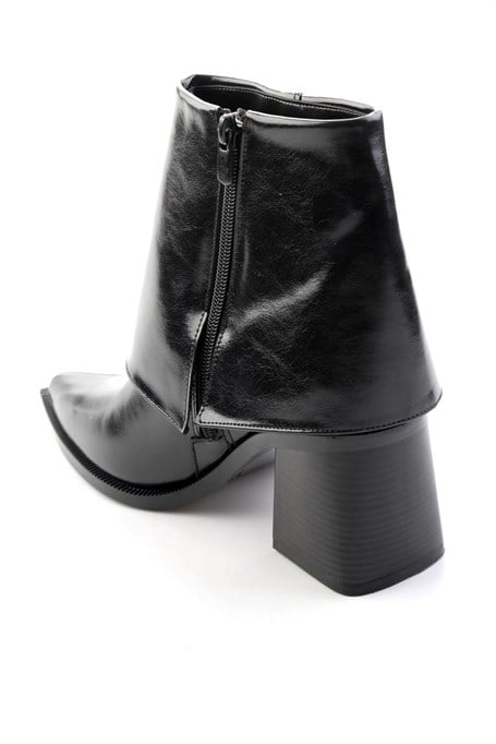Siyah Kırışık  Kadın Bot & Bootie K02565060042