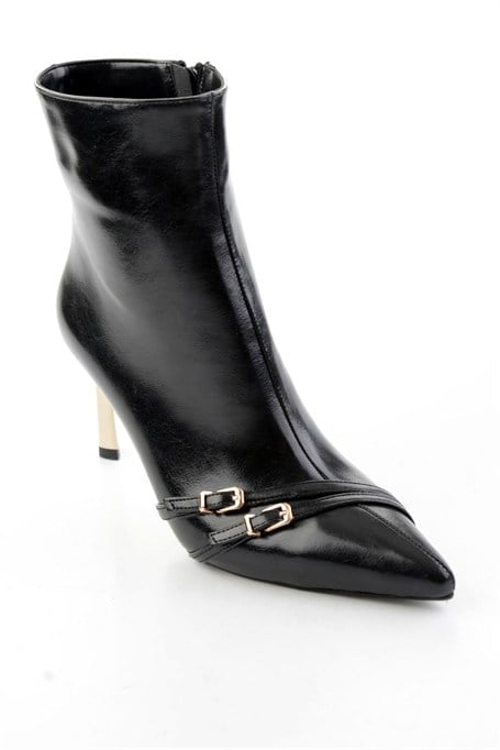 Siyah Kırışık  Kadın Bot & Bootie K02565050042