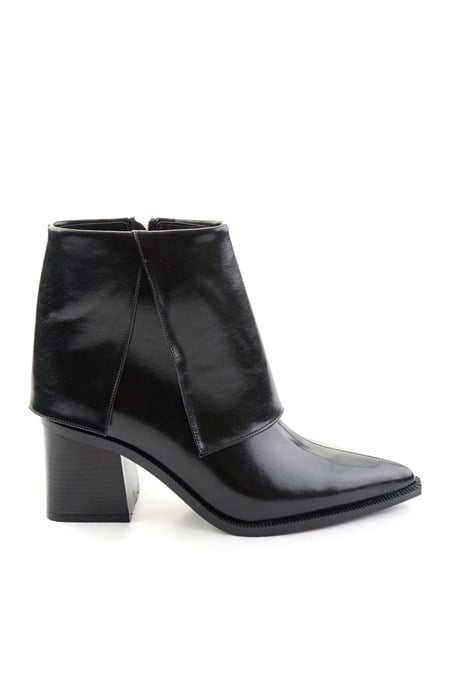 Siyah Kırışık  Kadın Bot & Bootie K02565060042