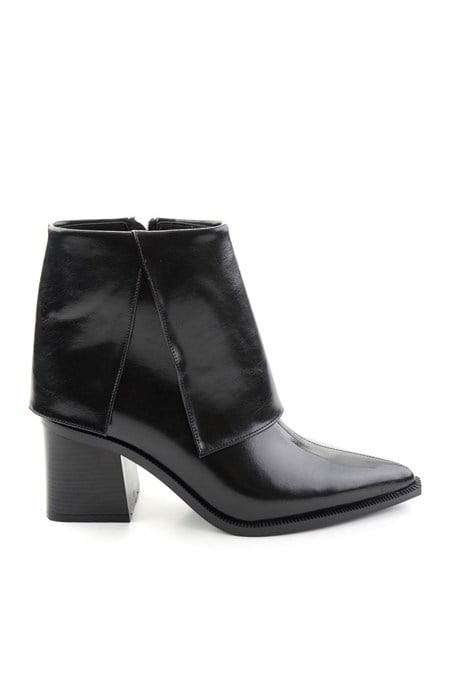 Siyah Kırışık  Kadın Bot & Bootie K02565060042
