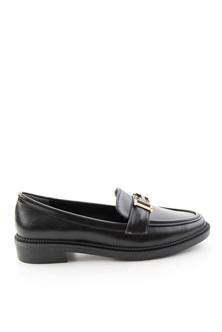 Siyah Kırışık  Kadın Loafer Ayakkabı K01216100542