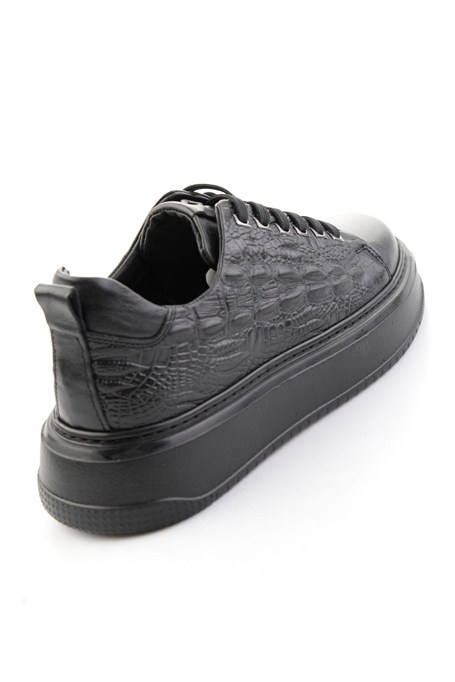 Siyah Kroko Hakiki Deri Erkek Sneaker E01398070911