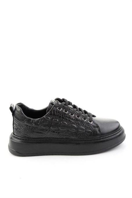 Siyah Kroko Hakiki Deri Erkek Sneaker E01398070911