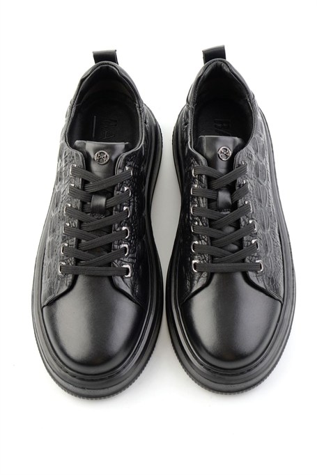 Siyah Kroko Hakiki Deri Erkek Sneaker E01398070911