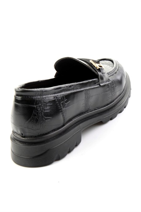 Siyah Kroko  Kadın Loafer Ayakkabı K01179828111