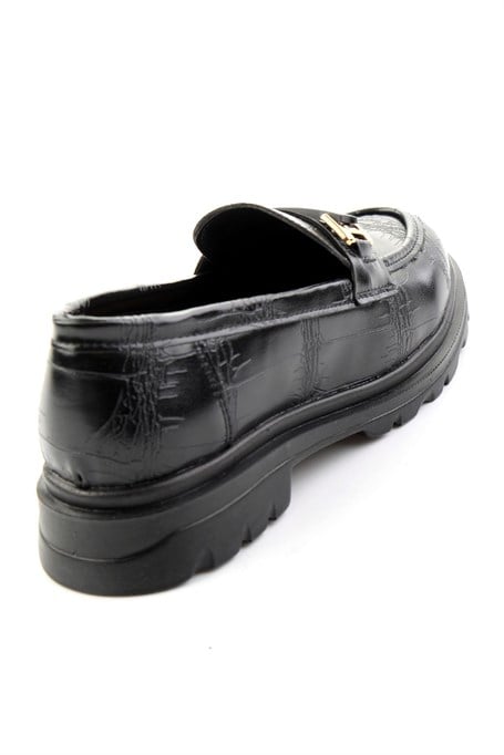 Siyah Kroko  Kadın Loafer Ayakkabı K01179828111