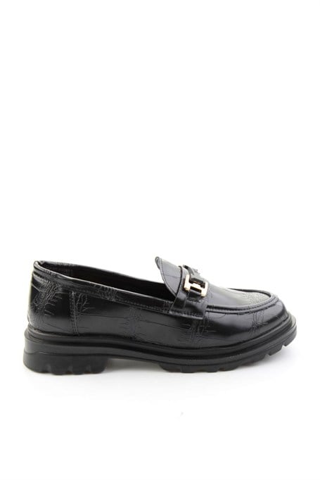 Siyah Kroko  Kadın Loafer Ayakkabı K01179828111