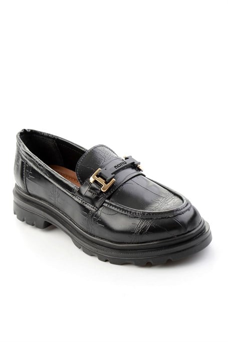 Siyah Kroko  Kadın Loafer Ayakkabı K01179828111