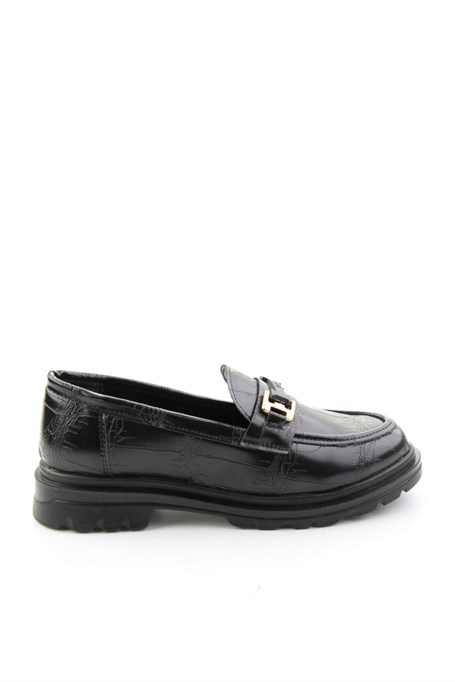 Siyah Kroko  Kadın Loafer Ayakkabı K01179828111
