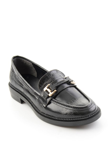 Siyah Kroko  Kadın Loafer Ayakkabı K01216100411