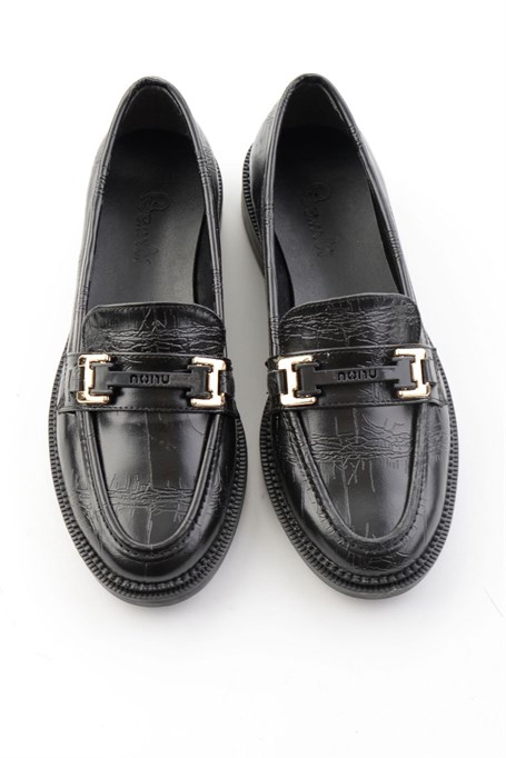 Siyah Kroko  Kadın Loafer Ayakkabı K01216100411