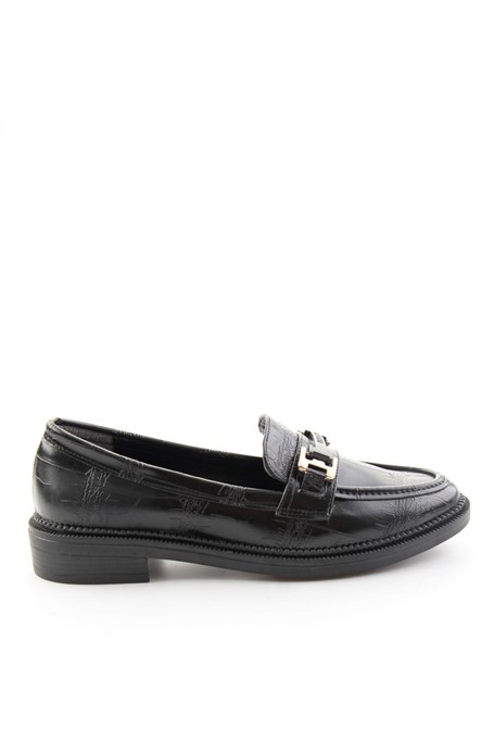 Siyah Kroko  Kadın Loafer Ayakkabı K01216100411