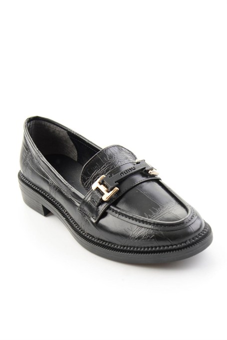 Siyah Kroko  Kadın Loafer Ayakkabı K01216100411