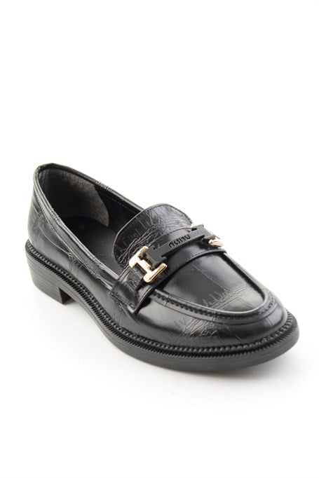 Siyah Kroko  Kadın Loafer Ayakkabı K01216100411