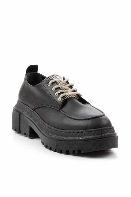 Siyah Lame  Kadın Loafer Ayakkabı K01503741709