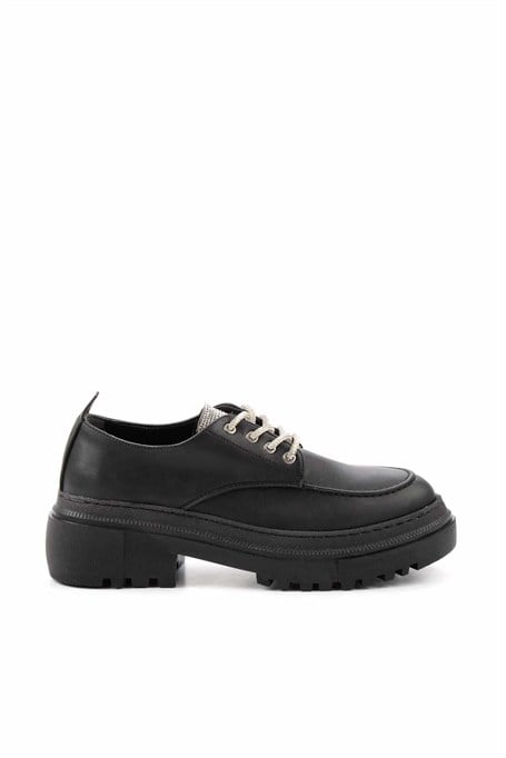 Siyah Lame  Kadın Loafer Ayakkabı K01503741709