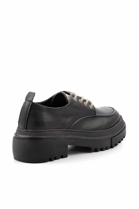 Siyah Lame  Kadın Loafer Ayakkabı K01503741709