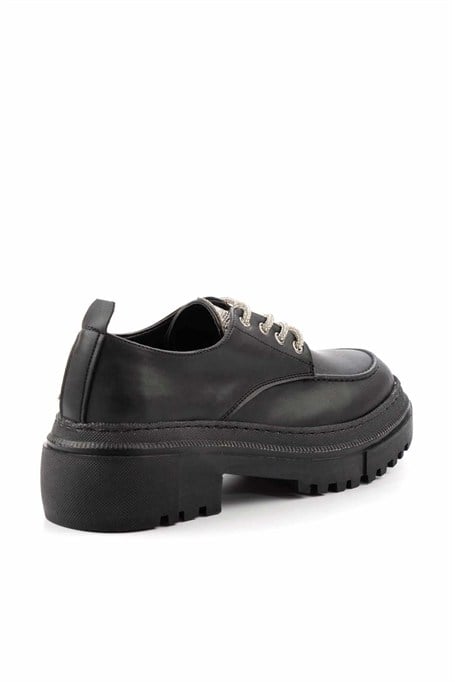 Siyah Lame  Kadın Loafer Ayakkabı K01503741709
