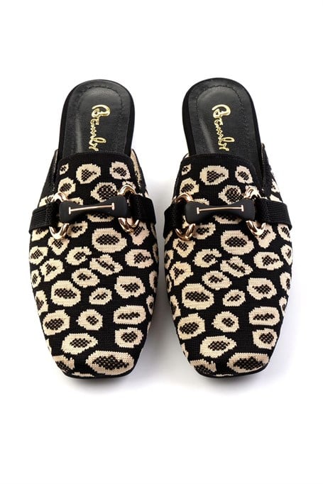 Siyah Leopar  Kadın Terlik K04327012482