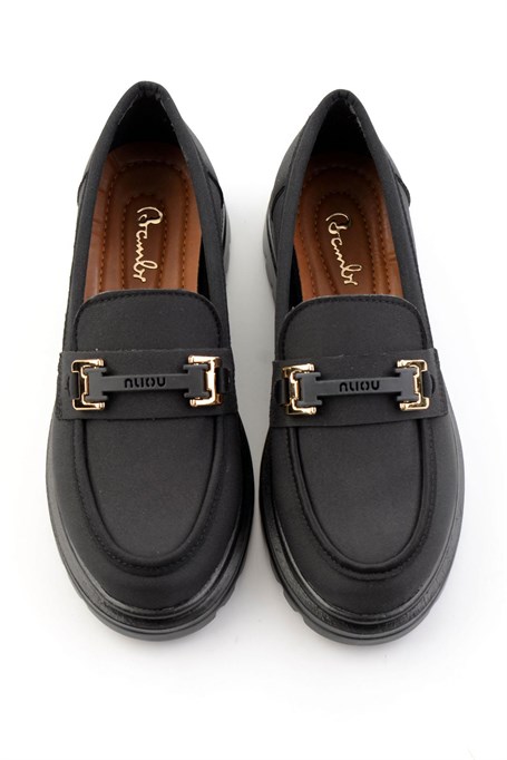 Siyah Mat Saten  Kadın Loafer Ayakkabı K01179828120