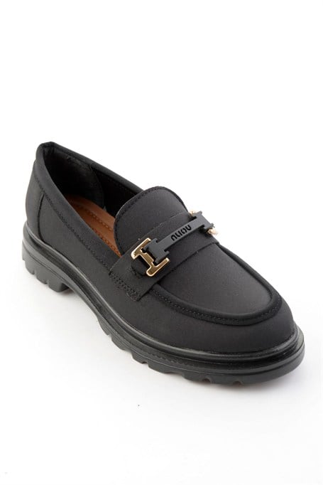 Siyah Mat Saten  Kadın Loafer Ayakkabı K01179828120