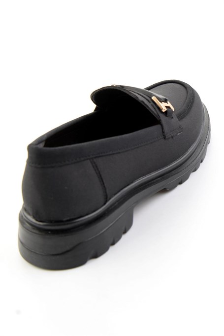 Siyah Mat Saten  Kadın Loafer Ayakkabı K01179828120