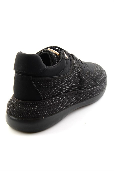 Siyah Mat Saten  Kadın Sneaker K01228091720
