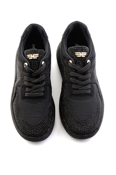 Siyah Mat Saten  Kadın Sneaker K01228091720