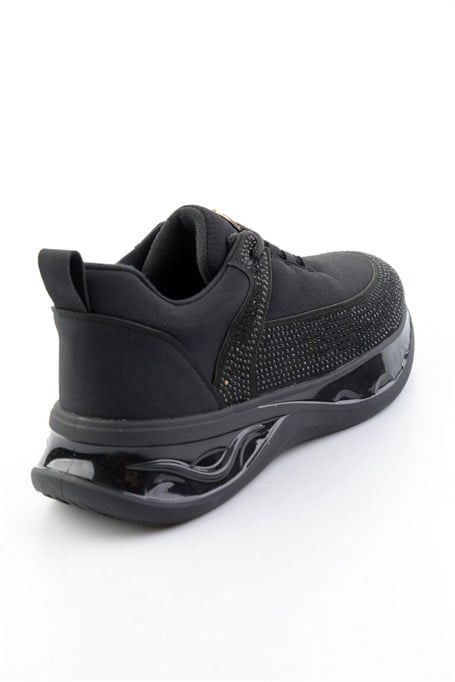 Siyah Mat Saten  Kadın Sneaker K01228091920