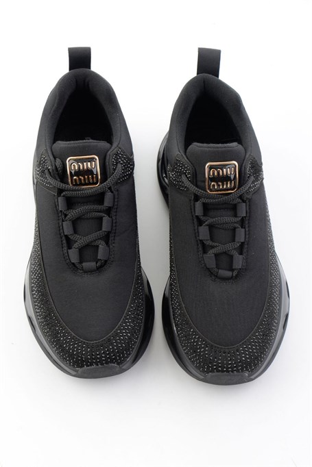 Siyah Mat Saten  Kadın Sneaker K01228091920