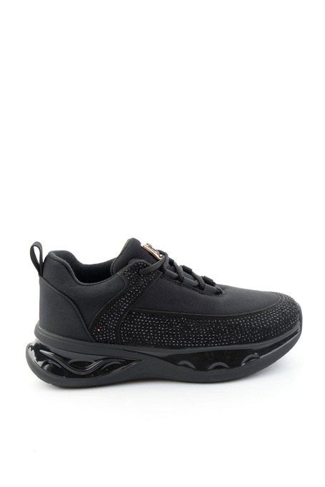 Siyah Mat Saten  Kadın Sneaker K01228091920