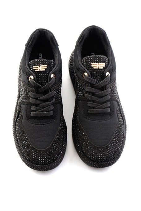 Siyah Mat Saten  Kadın Sneaker K01228091720
