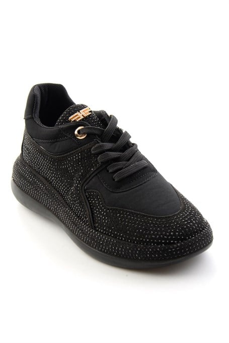 Siyah Mat Saten  Kadın Sneaker K01228091720