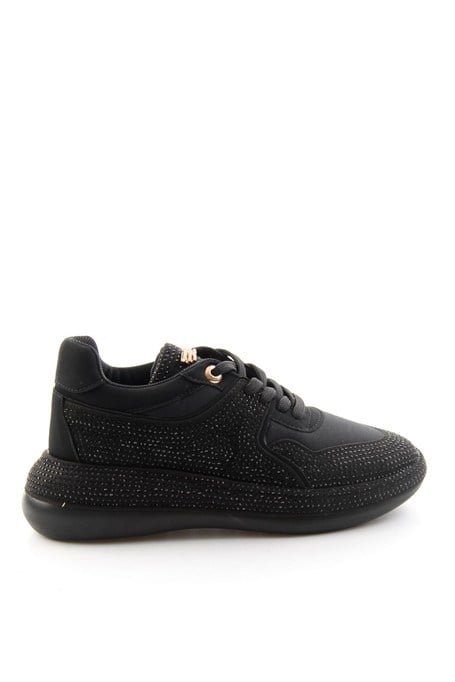 Siyah Mat Saten  Kadın Sneaker K01228091720