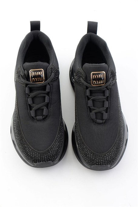 Siyah Mat Saten  Kadın Sneaker K01228091920