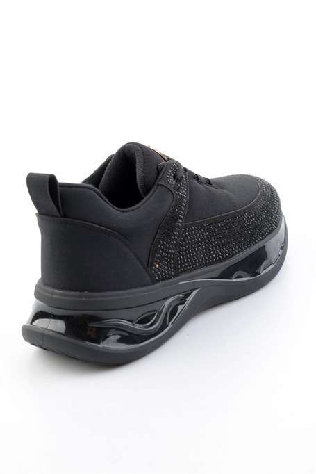 Siyah Mat Saten  Kadın Sneaker K01228091920