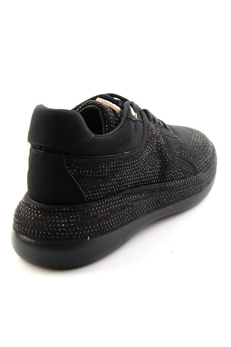 Siyah Mat Saten  Kadın Sneaker K01228091720