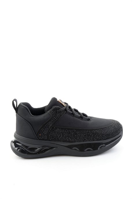 Siyah Mat Saten  Kadın Sneaker K01228091920