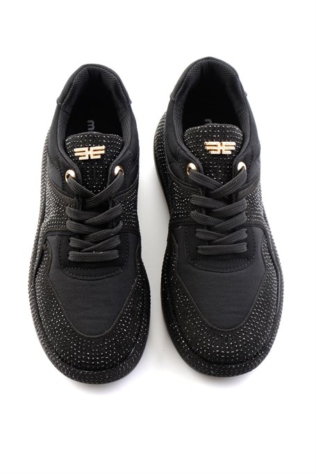 Siyah Mat Saten  Kadın Sneaker K01228091720