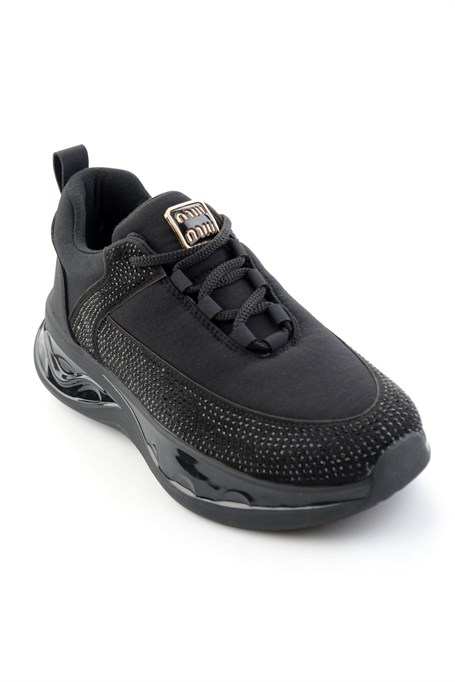Siyah Mat Saten  Kadın Sneaker K01228091920