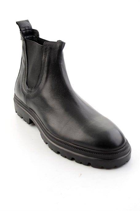 Siyah Napa Hakiki Deri Erkek Bot & Bootie E02648628743