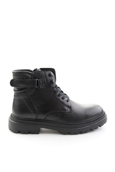 Siyah Napa Hakiki Deri Erkek Bot & Bootie E02396025743