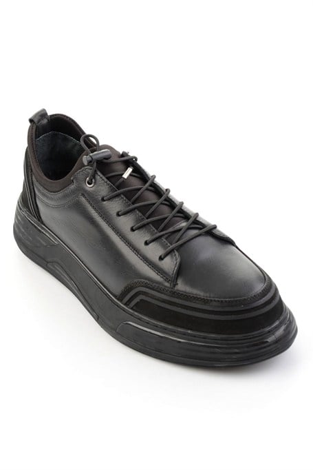 Siyah Napa Hakiki Deri Erkek Sneaker E01080185243