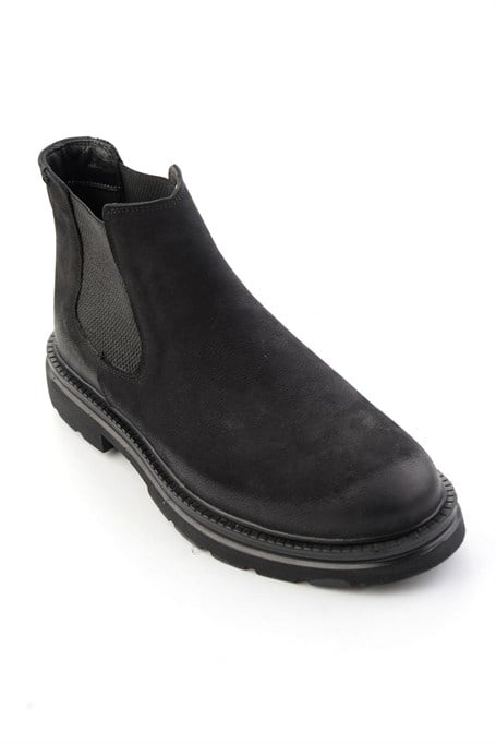 Siyah Nubuk Hakiki Deri Erkek Bot & Bootie E02089009401