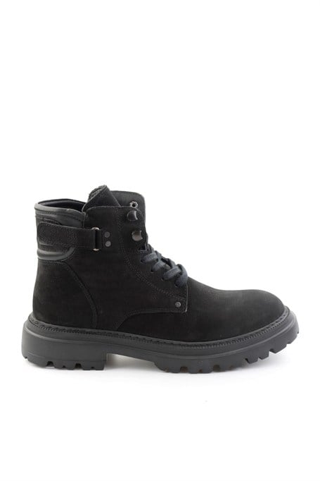 Siyah Nubuk Hakiki Deri Erkek Bot & Bootie E02396025701