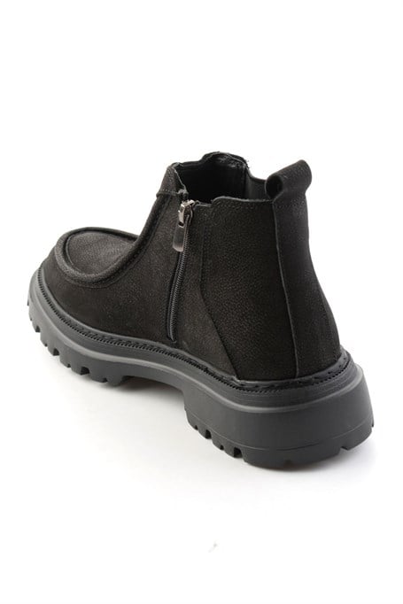 Siyah Nubuk Hakiki Deri Erkek Bot & Bootie E02396025101