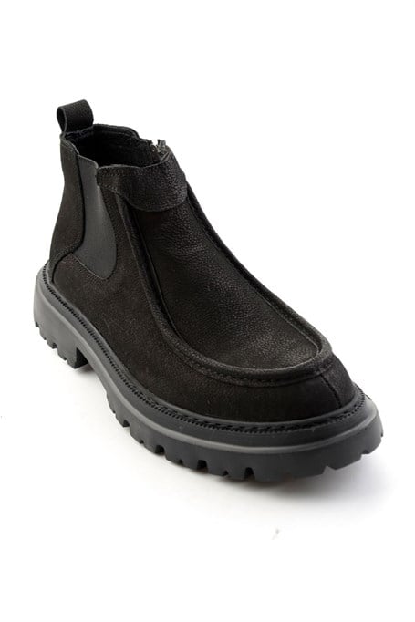 Siyah Nubuk Hakiki Deri Erkek Bot & Bootie E02396025101